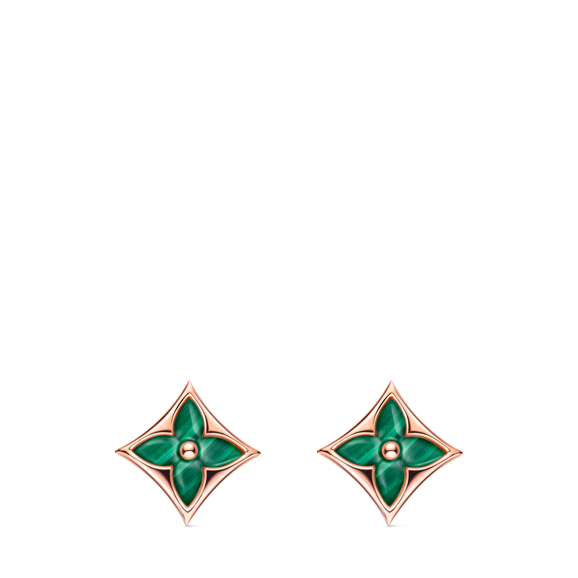 Louis Vuitton マラカイト　スターブロッサム　両耳 Color Blossom BB Star Ear Stud, Pink Gold and Malachite - Per Unit